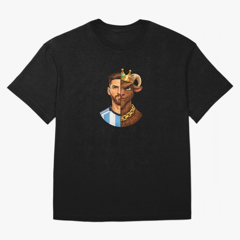 Half Man Half GOAT - Lionel Messi Oversized T-Shirt Celebrate Classic Football Spirit in FIFA World Cup 2026 USA Canada Mexico Spirit, Made for Brazil, Portugal and Argentina, Cristiano Ronaldo, Haaland and CR7, Worldwide Fan Energy, Dramatic