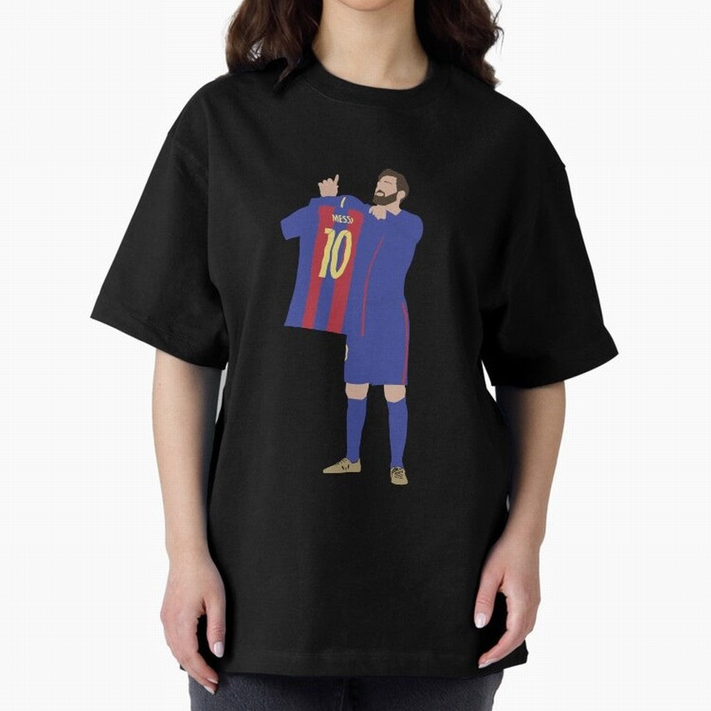 Messi minimalist design Oversized T-Shirt Embrace Global Football Passion for FIFA World Cup 2026, Featuring Neymar, Spain and Netherlands, Sports Nostalgia, International Competition, Famous Players and Unforgettable Victories; Perfect for Fans,
