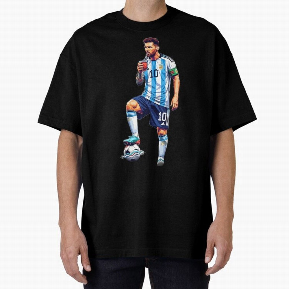 Messi in an illustrated style drinking mate ¨C The Goat Phone Case design Classic T-Shirt Make Your Look Match the FIFA World Cup 2026 USA Canada Mexico Journey through Cristiano Ronaldo Highlights, England and Germany Pride, Vintage Soccer Flavor,