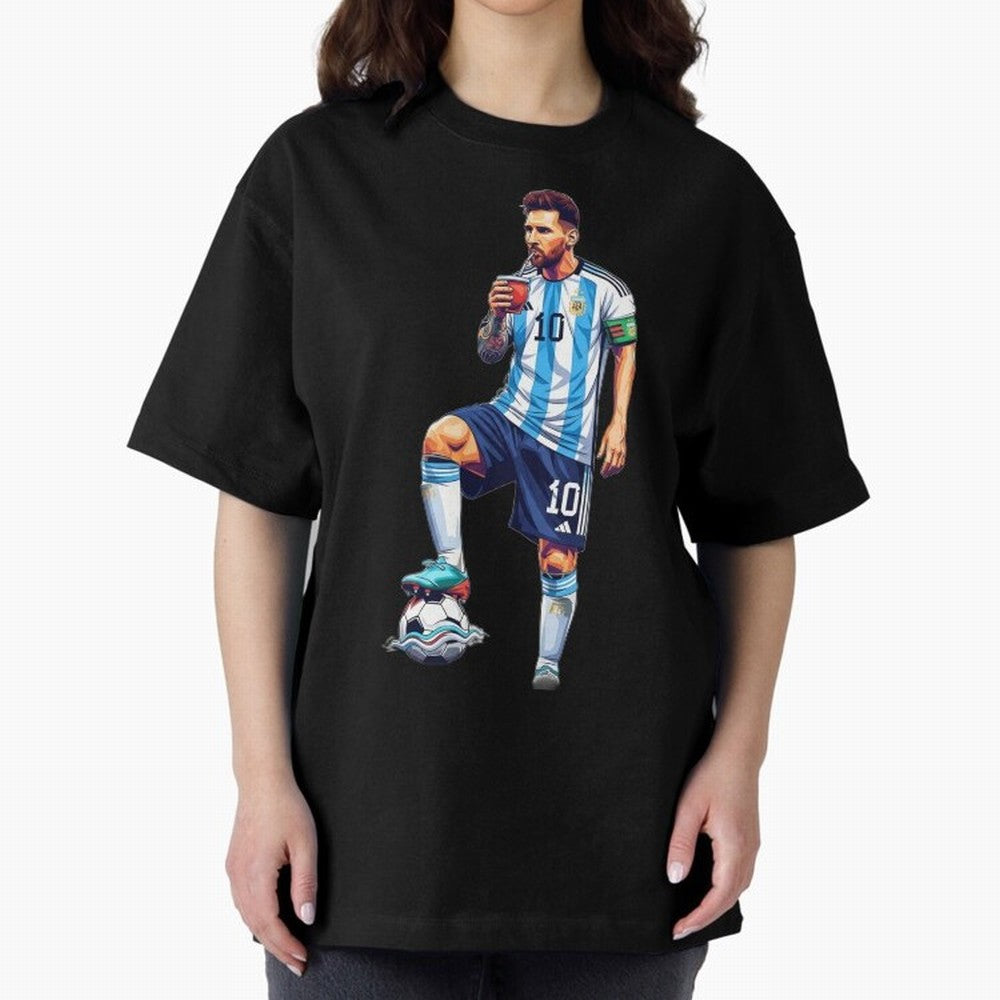 Messi in an illustrated style drinking mate ¨C The Goat Phone Case design Classic T-Shirt Make Your Look Match the FIFA World Cup 2026 USA Canada Mexico Journey through Cristiano Ronaldo Highlights, England and Germany Pride, Vintage Soccer Flavor,