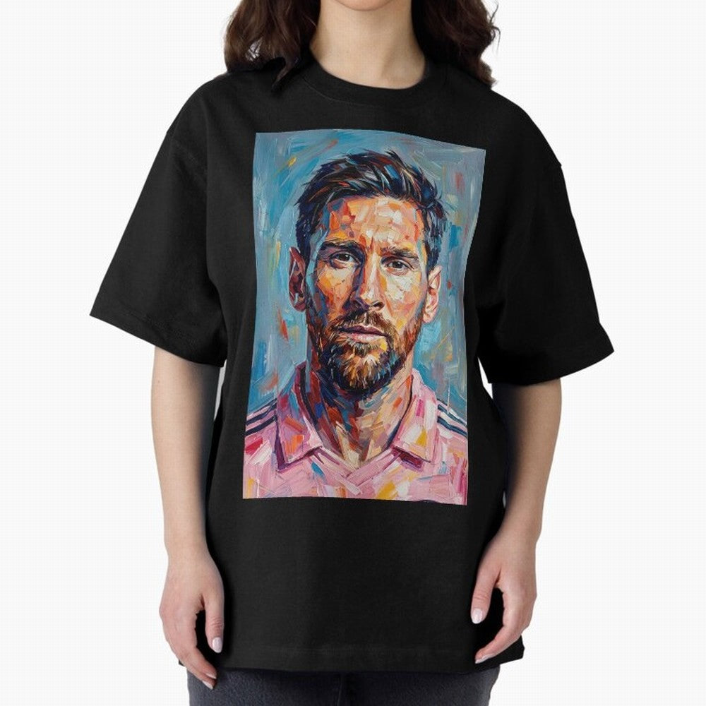 Portrait Painting of Lionel Messi Classic T-Shirt Bring Legendary Rivalry Energy to FIFA World Cup 2026 Featuring Neymar, Haaland and Cristiano Ronaldo, Portugal Energy, Classic Soccer Heritage, Championship Pressure, Fan Loyalty and International