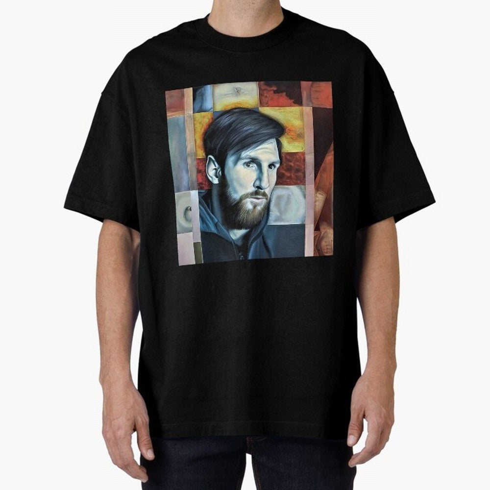 Messi on digital board Oversized T-Shirt Celebrate Golden Goal Energy in Match Day Hype around FIFA World Cup 2026 USA Canada Mexico, Messi, Neymar and Mbappe, Portugal, Vintage Soccer Flavor, Modern Football Stars, National Flags and Final Night