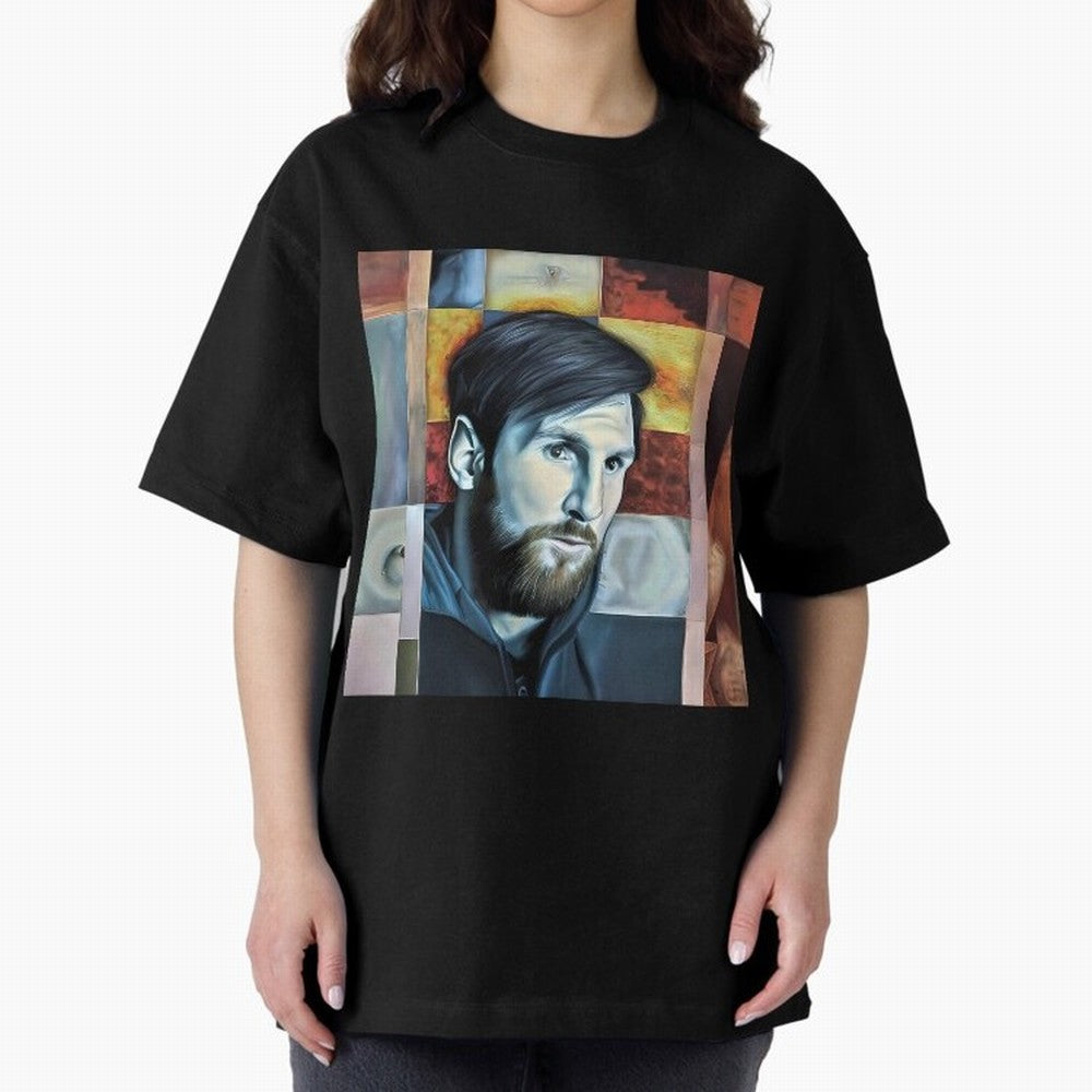 Messi on digital board Oversized T-Shirt Celebrate Golden Goal Energy in Match Day Hype around FIFA World Cup 2026 USA Canada Mexico, Messi, Neymar and Mbappe, Portugal, Vintage Soccer Flavor, Modern Football Stars, National Flags and Final Night