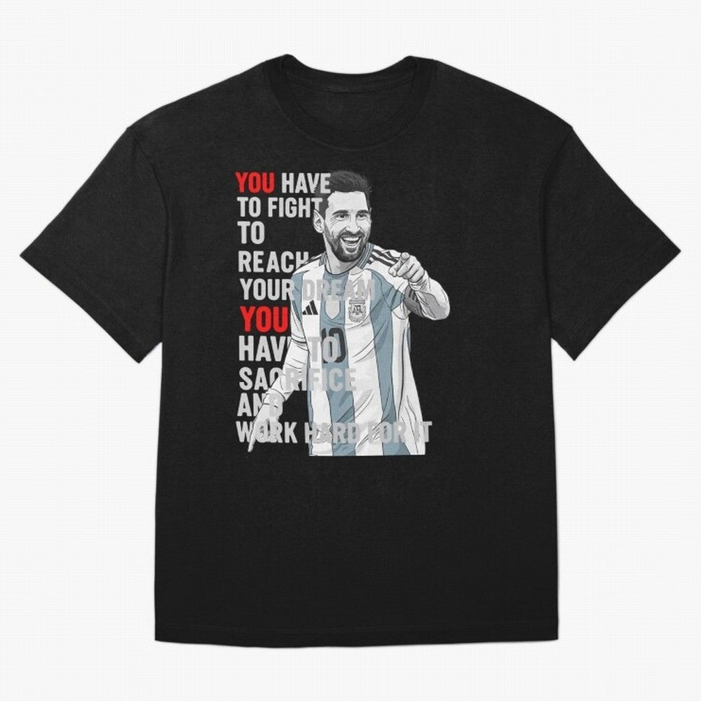 Lionel Messi Dream & Sacrifice Oversized T-Shirt Cheer for Match Day Hype around FIFA World Cup 2026 USA Canada Mexico, Mbappe and Neymar, Argentina and Brazil, Football Passion, Legendary Performances, Festival Vibes and Supporter Community; Ideal