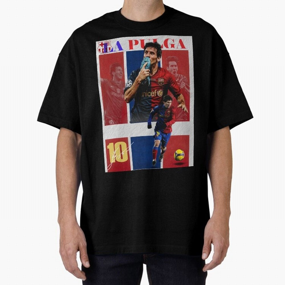 Lionel Messi 2009 UCL Barcelona Poster Oversized T-Shirt Support Your Favorite Stars during FIFA World Cup 2026 Group Stage Highlighting Cristiano Ronaldo, Haaland and CR7, Brazil Energy, Game Day Rituals, Football Legends, Country Pride and the