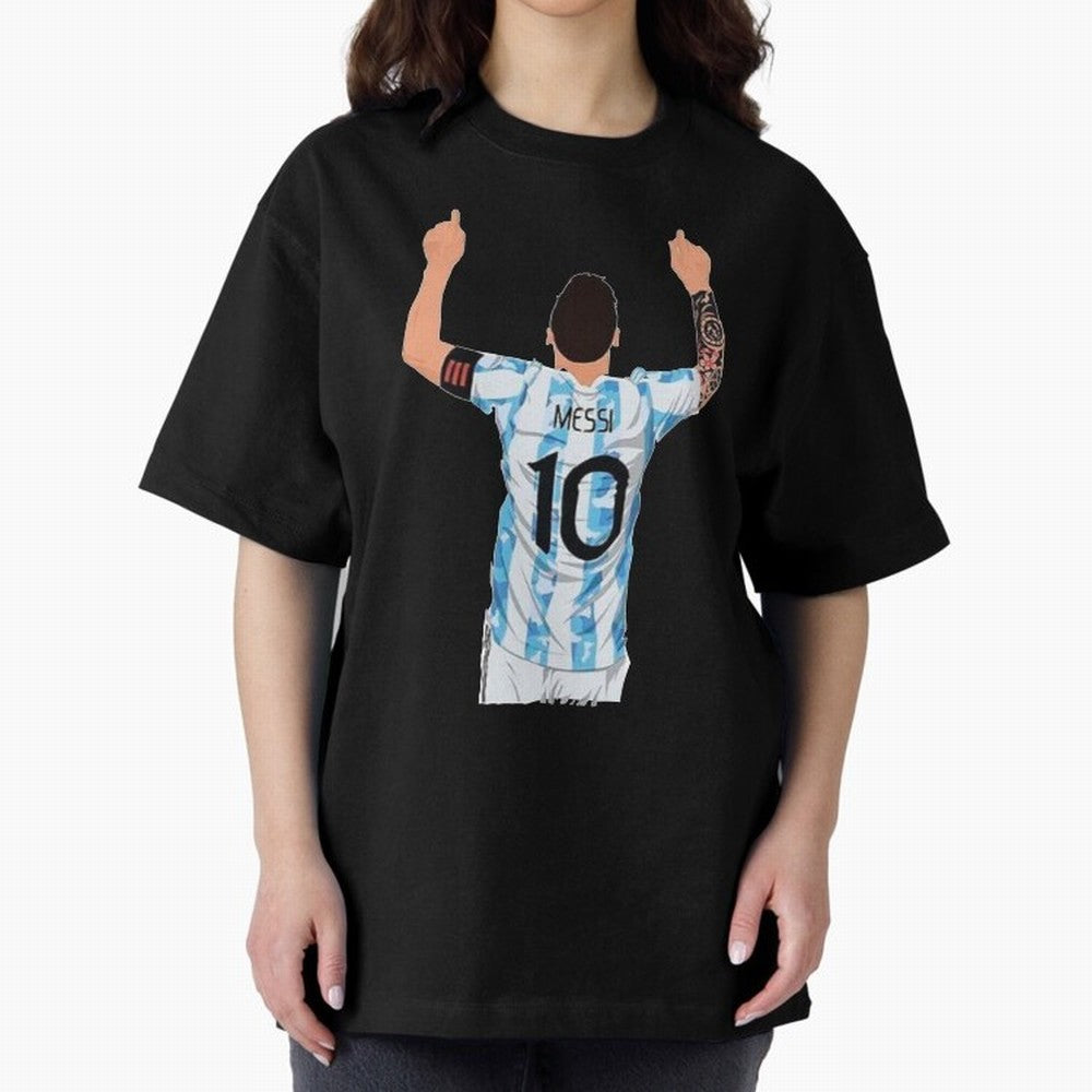 Lionel Messi Oversized T-Shirt Bring Stadium Energy to Match Day Hype around FIFA World Cup 2026, Mbappe, Portugal, Worldwide Fan Energy, Dramatic Goals, Stadium Lights and Championship Celebrations; Ideal for Passionate Fans Who Love Underdog