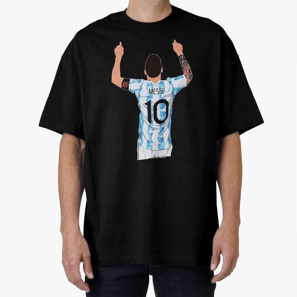Lionel Messi Oversized T-Shirt Bring Stadium Energy to Match Day Hype around FIFA World Cup 2026, Mbappe, Portugal, Worldwide Fan Energy, Dramatic Goals, Stadium Lights and Championship Celebrations; Ideal for Passionate Fans Who Love Underdog