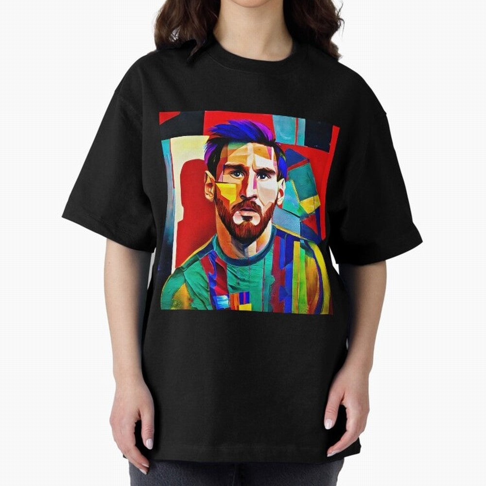 digital image of Messi Oversized T-Shirt Show Fan Pride Across the FIFA World Cup 2026 Group Stage Journey through Haaland Highlights, Germany Pride, Worldwide Fan Energy, Dramatic Goals, Stadium Lights and Championship Celebrations; Ideal for