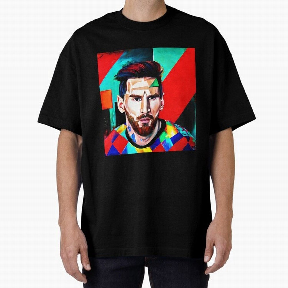colorful Messi Oversized T-Shirt Honor the Beautiful Game during FIFA World Cup 2026 Spirit, Made for Argentina and Brazil, Messi and Cristiano Ronaldo, Match Day Excitement, Supporter Culture, Golden Goals and Global Football Passion; Ideal for