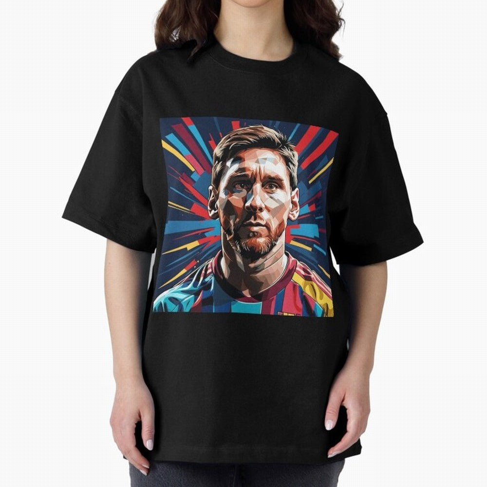 Lionel Messi Pop-Art Portrait Oversized T-Shirt Bring Global Tournament Vibes to Match Day Hype around FIFA World Cup 2026, CR7 and Messi, Brazil, Match Day Excitement, Supporter Culture, Golden Goals and Global Football Passion; Made for Die Hard