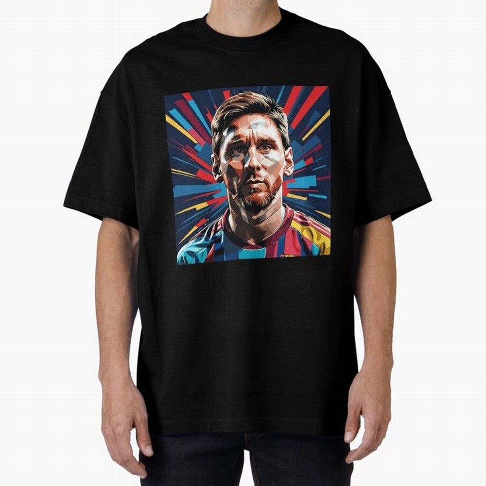 Lionel Messi Pop-Art Portrait Oversized T-Shirt Bring Global Tournament Vibes to Match Day Hype around FIFA World Cup 2026, CR7 and Messi, Brazil, Match Day Excitement, Supporter Culture, Golden Goals and Global Football Passion; Made for Die Hard