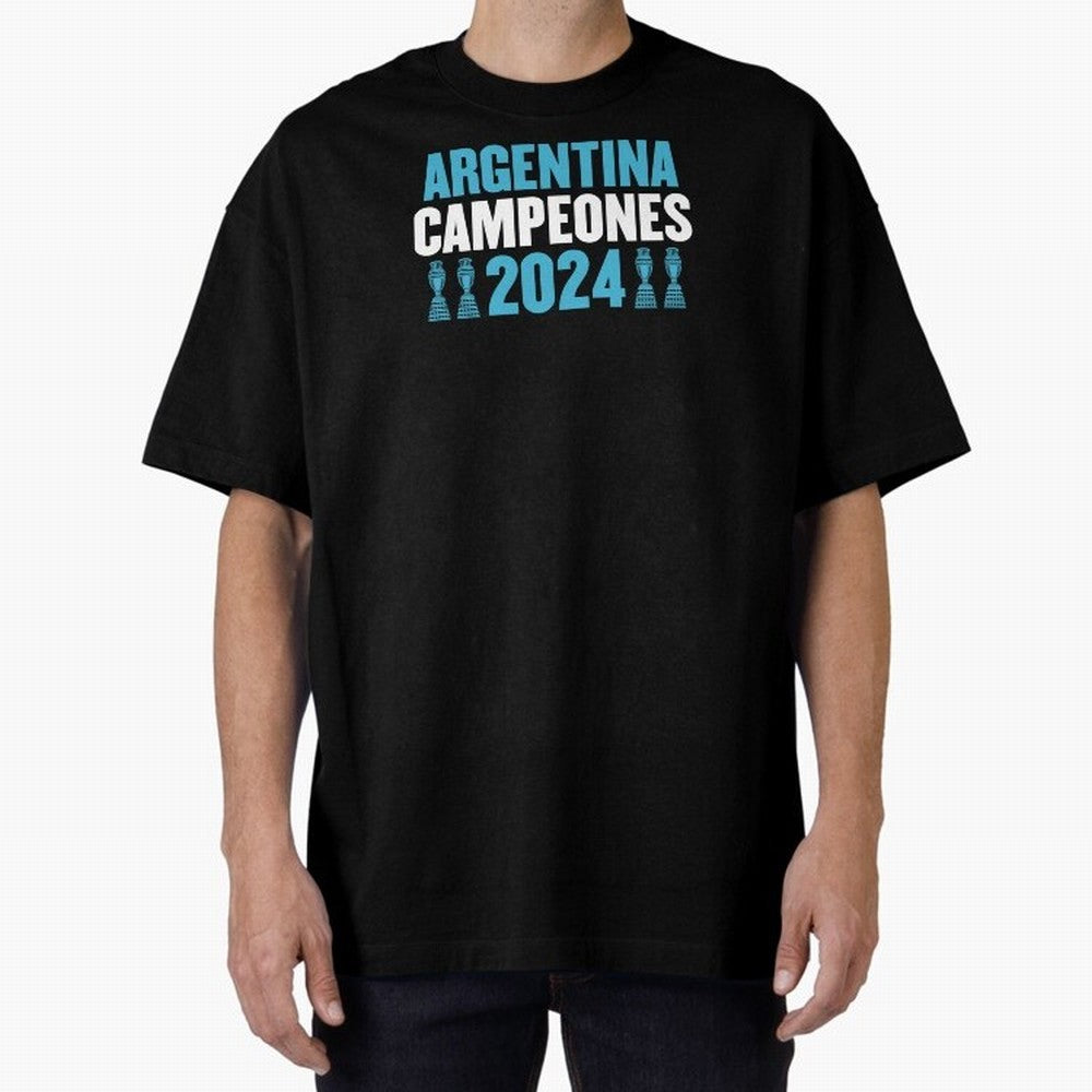 Argentina Campeones 2024 Oversized T-Shirt Celebrate the Magic of FIFA World Cup 2026 USA Canada Mexico Centered on Messi, France Energy, Match Day Excitement, Supporter Culture, Golden Goals and Global Football Passion; Perfect for Supporters Who
