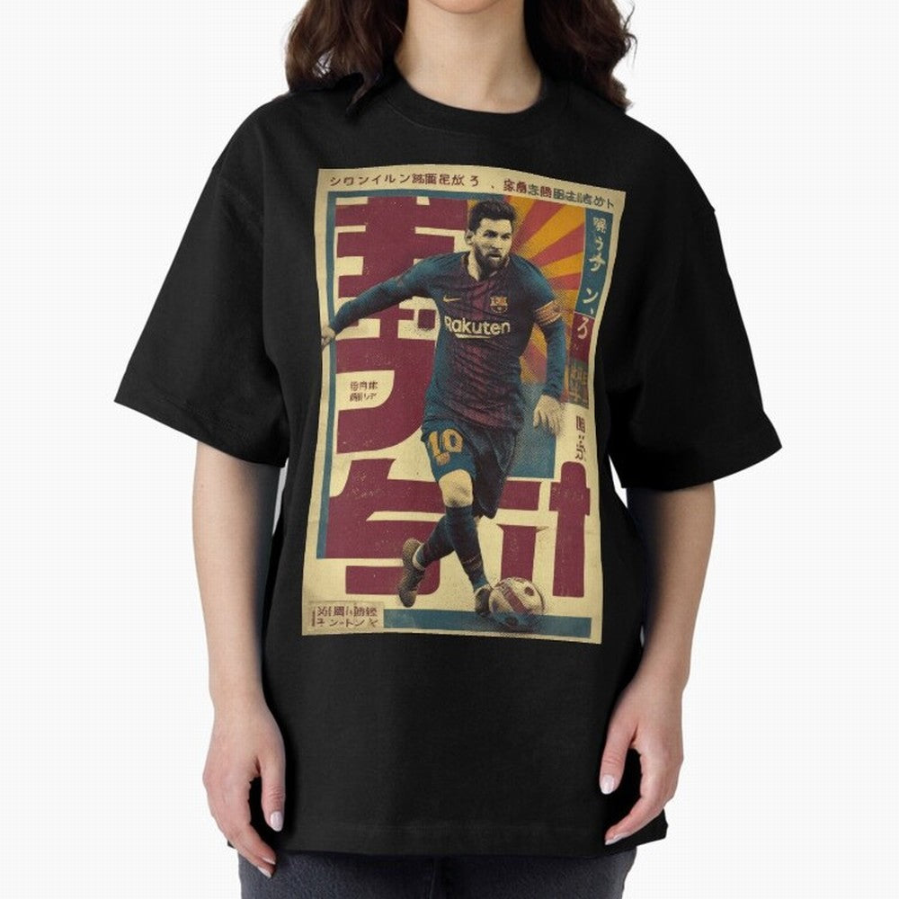 Retro 70's Japanese Messi Oversized T-Shirt Honor Champions and Dreams in FIFA World Cup 2026 Spirit, Made for Argentina, France and Brazil, Cristiano Ronaldo, Stadium Chants, National Pride, Trophy Dreams and Unforgettable Football Memories; Made