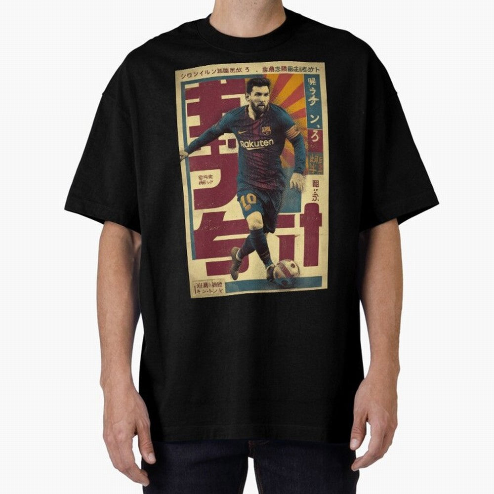 Retro 70's Japanese Messi Oversized T-Shirt Honor Champions and Dreams in FIFA World Cup 2026 Spirit, Made for Argentina, France and Brazil, Cristiano Ronaldo, Stadium Chants, National Pride, Trophy Dreams and Unforgettable Football Memories; Made