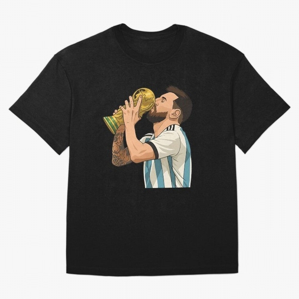 Messi Cup Oversized T-Shirt Remember Match Day Hype around FIFA World Cup 2026 Group Stage, Mbappe and Neymar, Netherlands, Stadium Memories, Football Loyalty, International Chants and Championship Tradition; Ideal for Football Dads, Football Moms,
