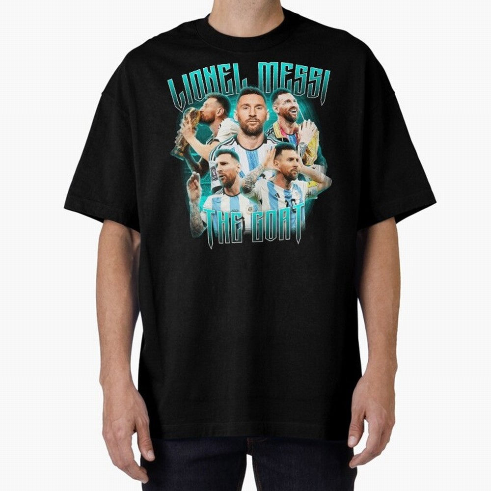 Messi Pop Art Portrait Oversized T-Shirt Show Your Tournament Heart for Match Day Hype around FIFA World Cup 2026, CR7 and Messi, Brazil, Portugal and Argentina, Retro Football Energy, Iconic Rivalries, Trophy Chase Drama and Stadium Atmosphere;