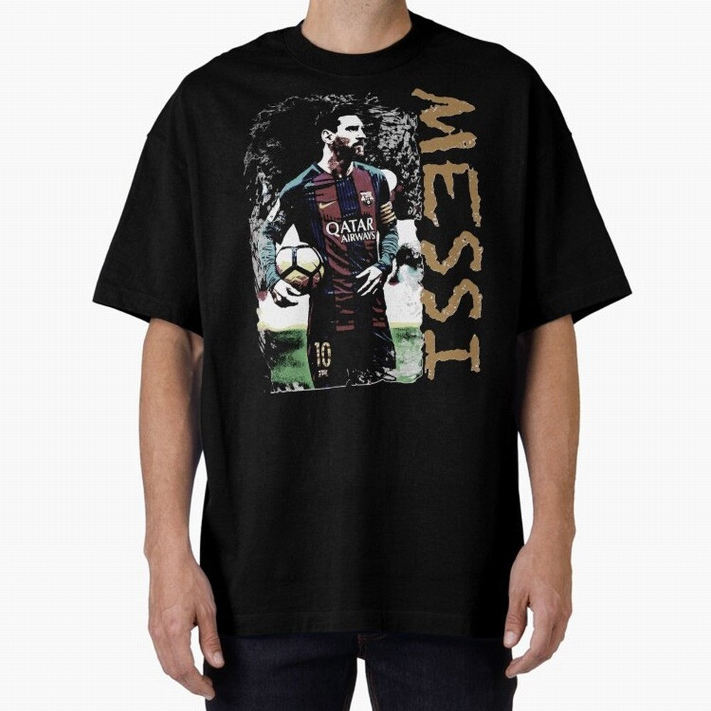 Messi Pop Art Portrait Oversized T-Shirt Relive FIFA World Cup 2026 USA Canada Mexico Driven by Mbappe and Neymar, Brazil Energy, Football Festival Excitement, Trophy Ambitions, Country Rivalries and Star Player Buzz; Made for Die Hard Supporters,