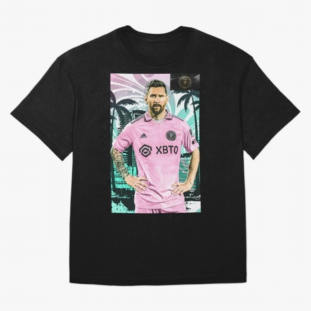 Messi Pop Art Portrait Oversized T-Shirt Join Supporters Worldwide for FIFA World Cup 2026 for Fans of Messi and Argentina, France and Brazil, Bringing Match Day Excitement, Supporter Culture, Golden Goals and Global Football Passion; Ideal for