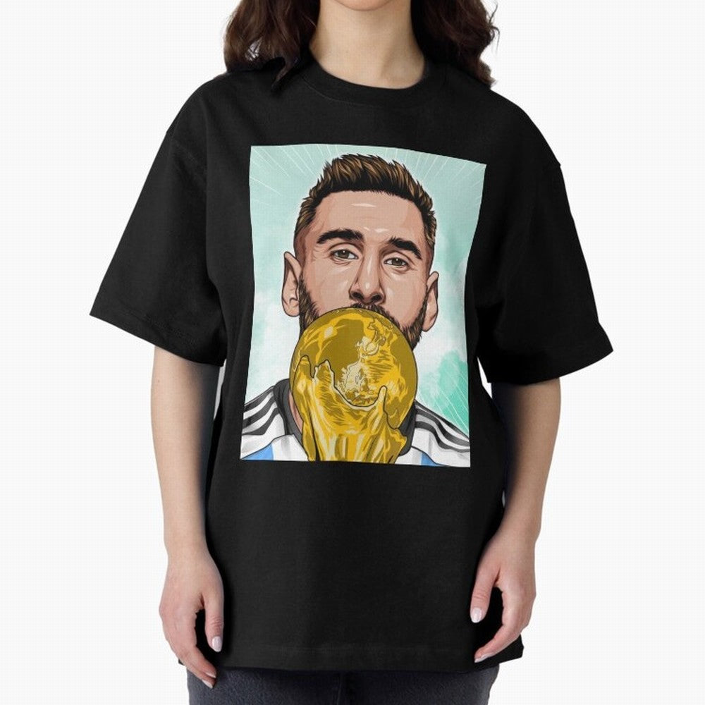 Messi goat Oversized T-Shirt Feel the Trophy Chase of Match Day Hype around FIFA World Cup 2026 Group Stage, Messi, Neymar and Mbappe, Spain, Championship Spirit, Famous Goals, Roaring Crowds and International Football Unity; Ideal for Fans Who