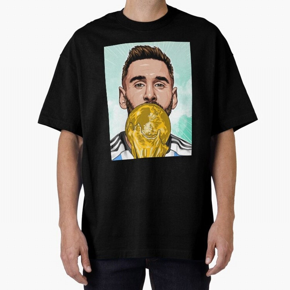 Messi goat Oversized T-Shirt Feel the Trophy Chase of Match Day Hype around FIFA World Cup 2026 Group Stage, Messi, Neymar and Mbappe, Spain, Championship Spirit, Famous Goals, Roaring Crowds and International Football Unity; Ideal for Fans Who