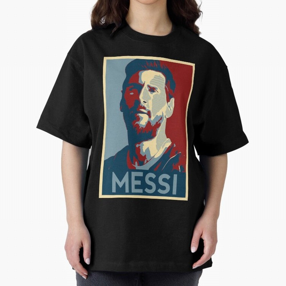 Lionel Messi Oversized T-Shirt Stand with FIFA World Cup 2026 USA Canada Mexico for Fans of Messi, CR7 and Mbappe and England, France and Netherlands, Bringing Match Day Excitement, Supporter Culture, Golden Goals and Global Football Passion;