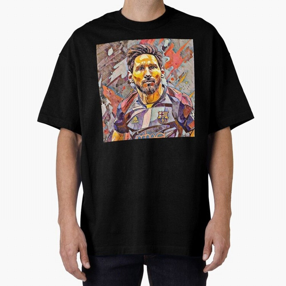 Messi art Oversized T-Shirt Bring Retro Soccer Energy to Global Football Passion for FIFA World Cup 2026, Made for Haaland and Mbappe, France, Sports Nostalgia, International Competition, Famous Players and Unforgettable Victories; Perfect for