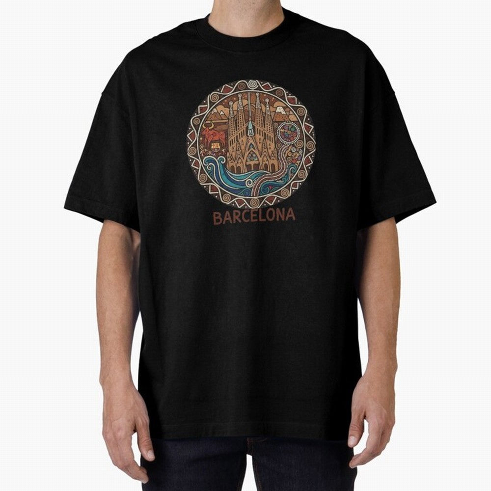 BARCELONA Oversized T-Shirt Carry the Dream of the FIFA World Cup 2026 USA Canada Mexico Journey through Cristiano Ronaldo Highlights, Spain Pride, Stadium Chants, National Pride, Trophy Dreams and Unforgettable Football Memories; Created for Match