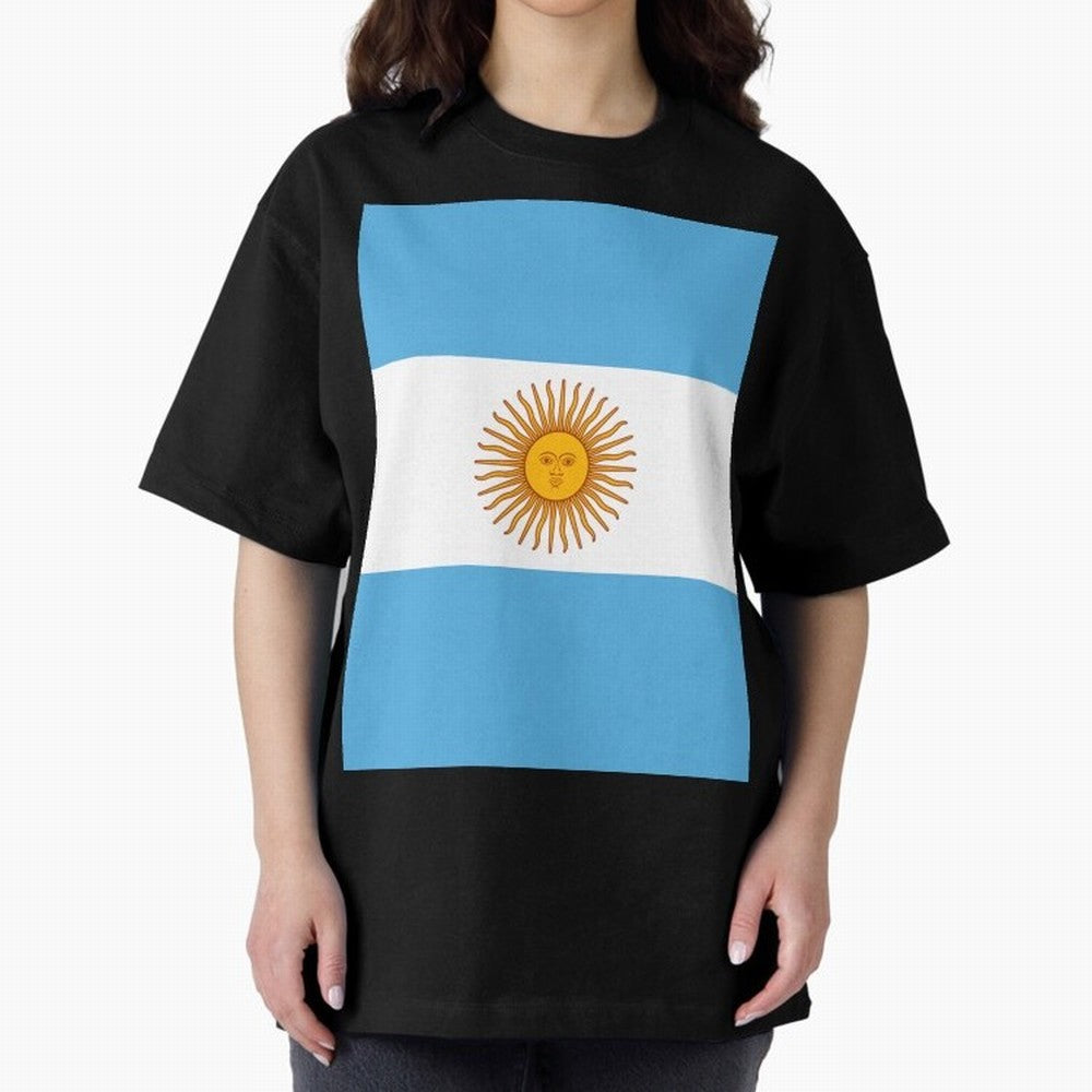 Argentina Oversized T-Shirt Follow the Final Road of FIFA World Cup 2026 Spirit, Capturing France and Portugal, Messi and Cristiano Ronaldo, Goal Celebration Energy, Supporter Heritage, Football Icons and Worldwide Tournament Joy; Ideal for Fans