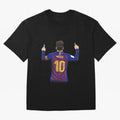 Lionel Messi Barcelona's Version Classic T-Shirt Show Championship Spirit for Match Day Hype around FIFA World Cup 2026, Cristiano Ronaldo, Argentina, Goal Celebration Energy, Supporter Heritage, Football Icons and Worldwide Tournament Joy; Ideal