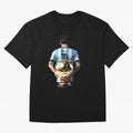 Soccer football lionel messi Barcellona Argentina illustration Oversized T-Shirt Relive the Noise and Pride of FIFA World Cup 2026 for Fans of Messi and Cristiano Ronaldo and Argentina and Brazil, Bringing Vintage Soccer Flavor, Modern Football
