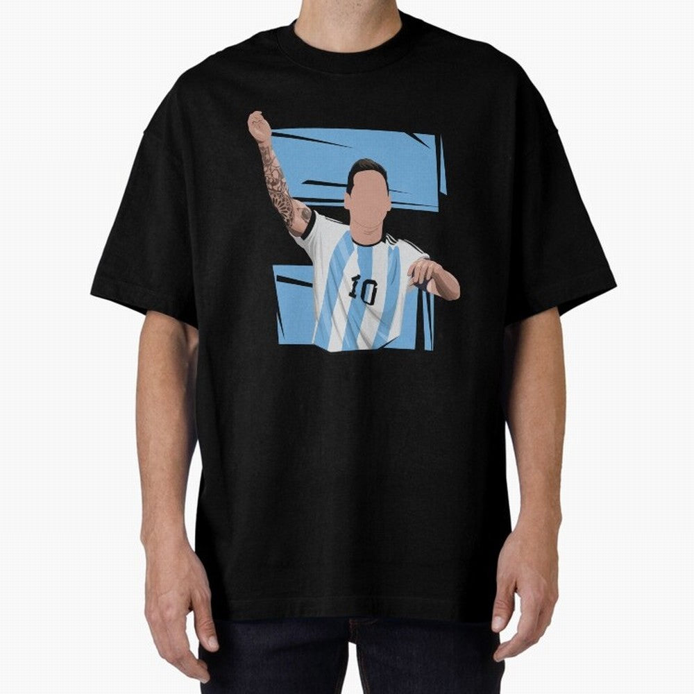 Messi Singing with Crowd World Cup 2022 Oversized T-Shirt Bring International Match Energy to Global Football Passion for FIFA World Cup 2026 USA Canada Mexico, Filled with Cristiano Ronaldo, Netherlands, Vintage Soccer Flavor, Modern Football