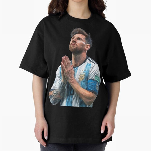 Argentina Messi Football Oversized T-Shirt Join the Global Buzz around Global Football Passion for FIFA World Cup 2026 USA Canada Mexico, Centered on Cristiano Ronaldo, Haaland and CR7, England, Championship Spirit, Famous Goals, Roaring Crowds and