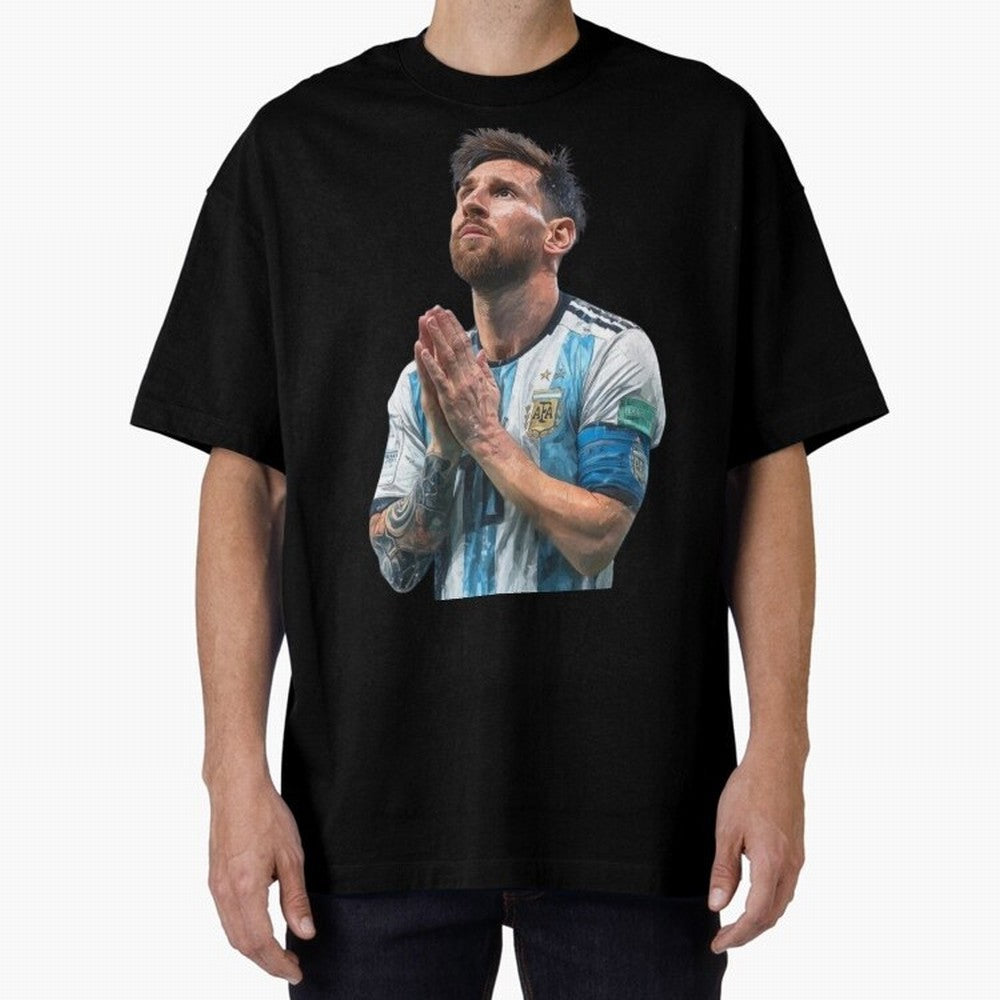 Argentina Messi Football Oversized T-Shirt Join the Global Buzz around Global Football Passion for FIFA World Cup 2026 USA Canada Mexico, Centered on Cristiano Ronaldo, Haaland and CR7, England, Championship Spirit, Famous Goals, Roaring Crowds and