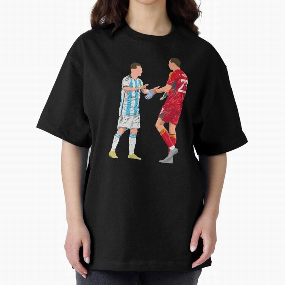Messi and Martinez Celebrates World Cup 2022 Oversized T-Shirt Follow the Road to FIFA World Cup 2026 Group Stage Spirit, Filled with Portugal, Spain and Germany, Mbappe and Neymar, Football History, Final Match Energy, Crowd Noise and Once in a