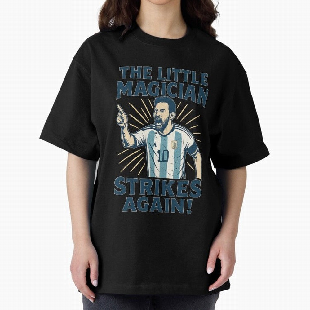 Messi - The Magician Oversized T-Shirt Bring World Football Passion into FIFA World Cup 2026 USA Canada Mexico Spirit, Inspired by France, Messi, Championship Spirit, Famous Goals, Roaring Crowds and International Football Unity; Ideal for