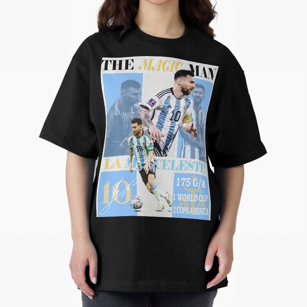 Lionel Messi Argentina World Cup 2022 Champion Victory Poster Oversized T-Shirt Bring Global Tournament Vibes to the FIFA World Cup 2026 Journey through Messi, CR7 and Mbappe Highlights, Portugal, Spain and Germany Pride, Champion Mindset, Group