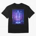 Lionel Messi (GOAT) Hologram in Futuristic Cyberpunk City (Version 4) Classic T-Shirt Capture Stadium Memories from FIFA World Cup 2026 USA Canada Mexico for Fans of Messi and England and Germany, Bringing Game Day Rituals, Football Legends,