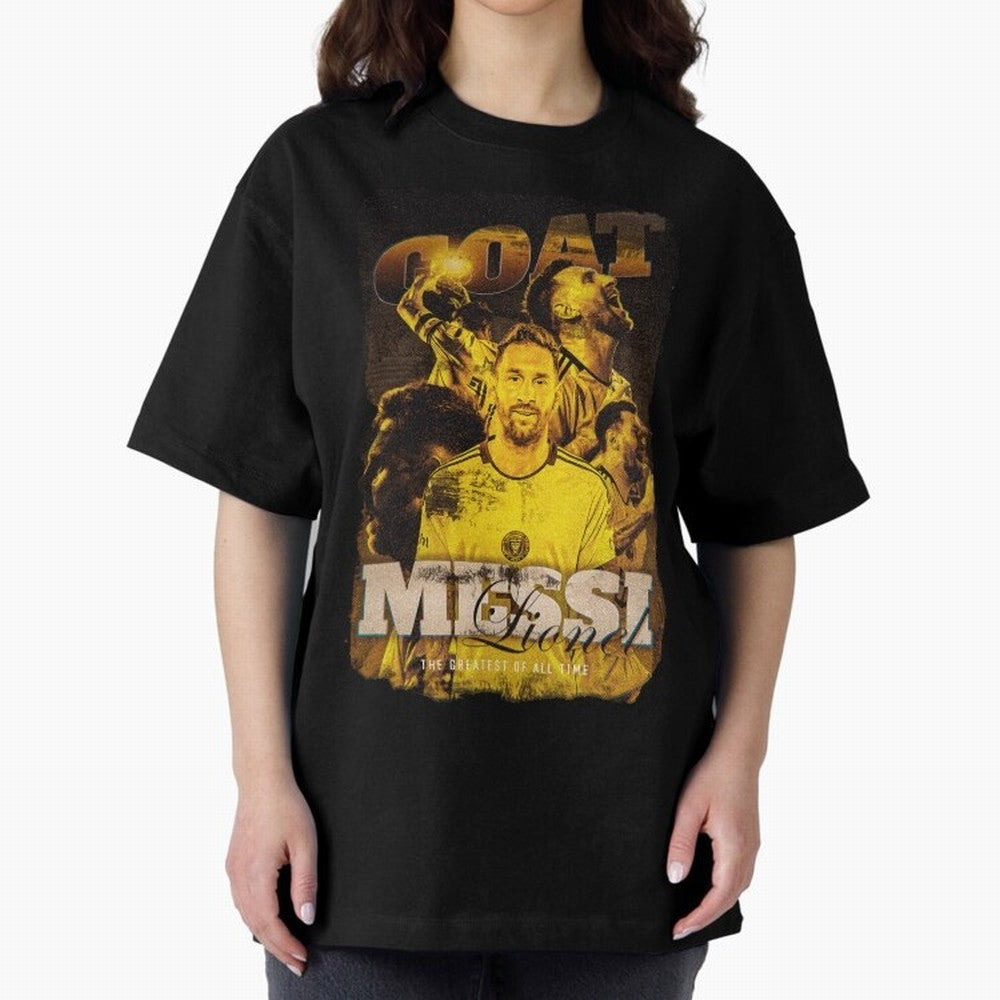 Messi The GOAT Oversized T-Shirt Bring Supporter Culture to Match Day Hype around FIFA World Cup 2026 USA Canada Mexico, Mbappe and Neymar, Spain, Match Day Excitement, Supporter Culture, Golden Goals and Global Football Passion; Ideal for Football
