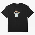 Lionel Messi Argentina Celebration Sticker Oversized T-Shirt Relive the Noise and Pride of Global Football Passion for FIFA World Cup 2026 USA Canada Mexico, Inspired by Neymar, Haaland and Cristiano Ronaldo, Argentina and Brazil, Stadium Memories,