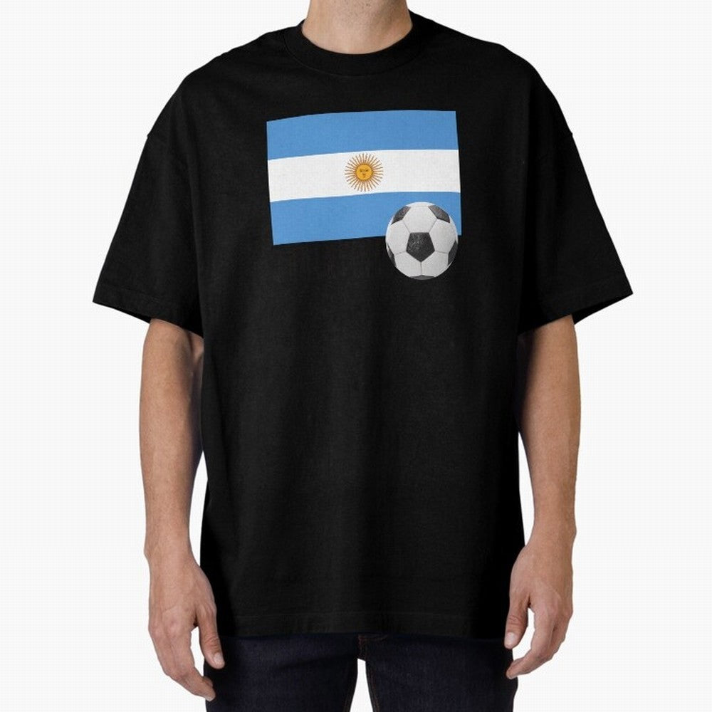 Flag of Argentina with a Football Oversized T-Shirt Show Your Stadium Side during the FIFA World Cup 2026 USA Canada Mexico Journey through Neymar Highlights, England, France and Netherlands Pride, Fan Favorite Moments, National Team Passion, Big