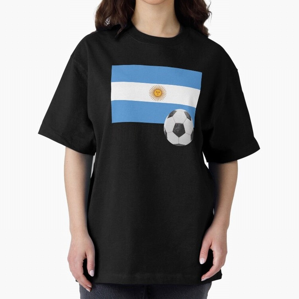 Flag of Argentina with a Football Oversized T-Shirt Show Your Stadium Side during the FIFA World Cup 2026 USA Canada Mexico Journey through Neymar Highlights, England, France and Netherlands Pride, Fan Favorite Moments, National Team Passion, Big
