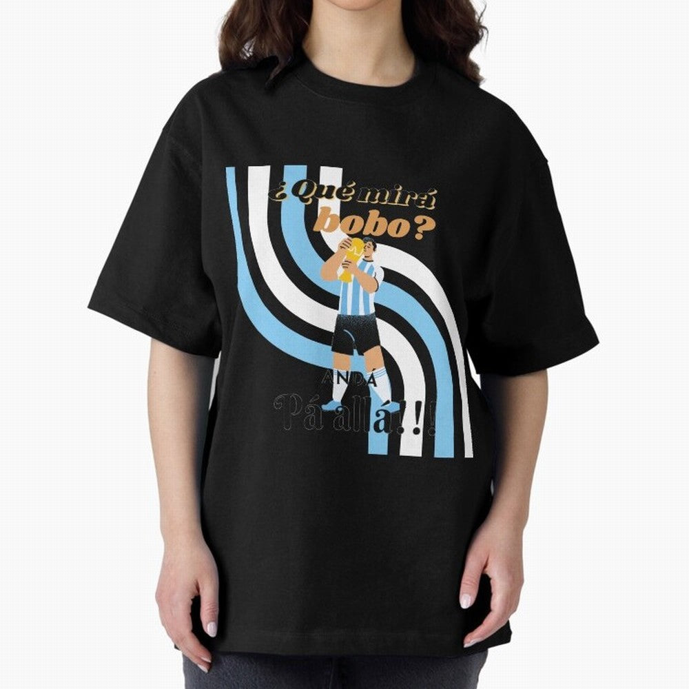 Vintage Messi Argentina Que Mira Bobo Oversized T-Shirt Celebrate the Magic of FIFA World Cup 2026 USA Canada Mexico for Fans of Messi, CR7 and Mbappe and Brazil, Portugal and Argentina, Bringing Football Passion, Legendary Performances, Festival