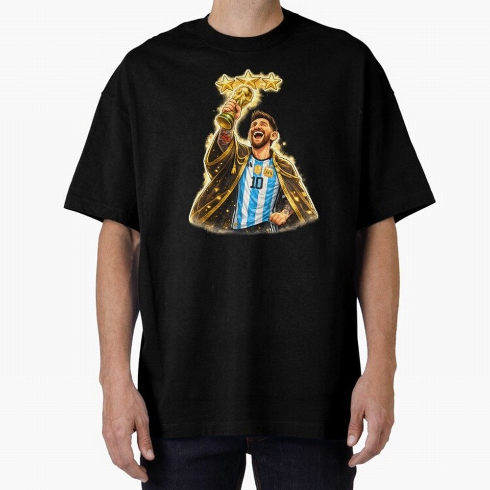 Messi King of Football World Champion ¨C Argentina 3 Stars Trophy Celebration Classic T-Shirt Celebrate Fan Culture around Match Day Hype around FIFA World Cup 2026, Neymar, Argentina and Brazil, Worldwide Fan Energy, Dramatic Goals, Stadium Lights
