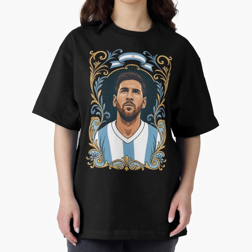Lionel Messi Argentina Football Legend - Ornate Portrait Classic T-Shirt Show Match Day Excitement for FIFA World Cup 2026 for Fans of Neymar, Haaland and Cristiano Ronaldo and Spain, Bringing Classic Soccer Heritage, Championship Pressure, Fan
