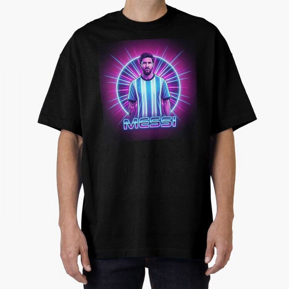 ?Argentina Football Legend Messi Cyberpunk Retro Futurist Design (Version 4) Classic T-Shirt Upgrade FIFA World Cup 2026 Group Stage for Fans of Neymar, Haaland and Cristiano Ronaldo and Argentina and Brazil, Bringing Football Passion, Legendary