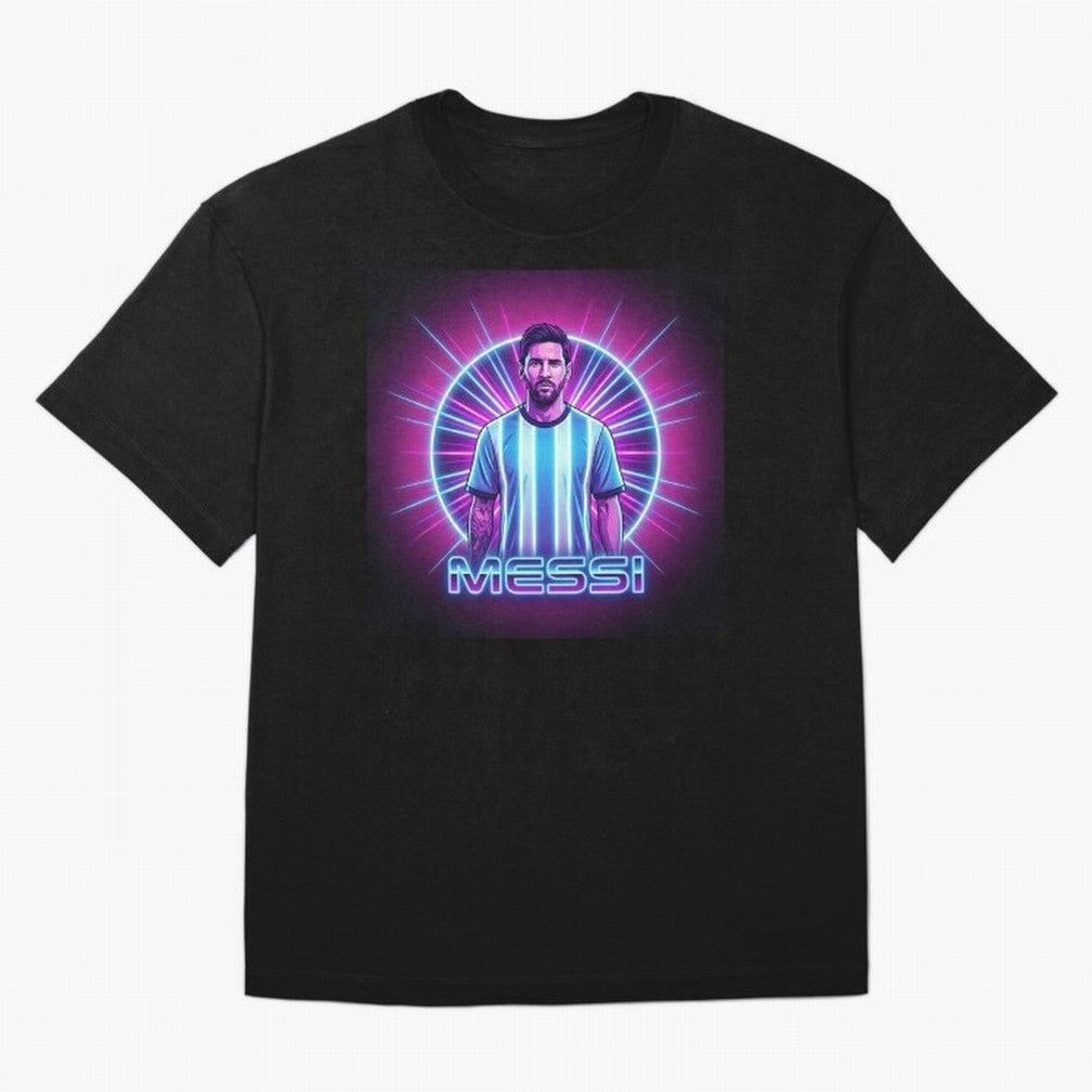 ?Argentina Football Legend Messi Cyberpunk Retro Futurist Design (Version 4) Classic T-Shirt Upgrade FIFA World Cup 2026 Group Stage for Fans of Neymar, Haaland and Cristiano Ronaldo and Argentina and Brazil, Bringing Football Passion, Legendary