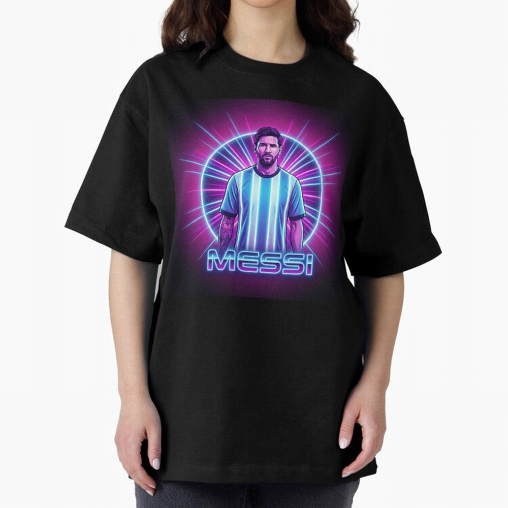 ?Argentina Football Legend Messi Cyberpunk Retro Futurist Design (Version 4) Classic T-Shirt Upgrade FIFA World Cup 2026 Group Stage for Fans of Neymar, Haaland and Cristiano Ronaldo and Argentina and Brazil, Bringing Football Passion, Legendary