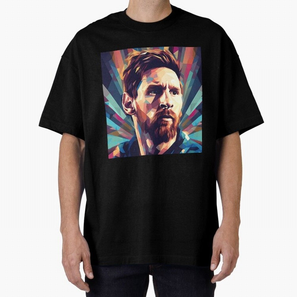 Lionel Messi Portrait Abstract Digital Art Football Player Classic T-Shirt Show Passion for the Stars of Global Football Passion for FIFA World Cup 2026 Group Stage, Featuring Neymar, Argentina, France and Brazil, Worldwide Fan Energy, Dramatic