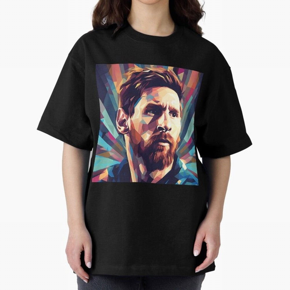 Lionel Messi Portrait Abstract Digital Art Football Player Classic T-Shirt Show Passion for the Stars of Global Football Passion for FIFA World Cup 2026 Group Stage, Featuring Neymar, Argentina, France and Brazil, Worldwide Fan Energy, Dramatic
