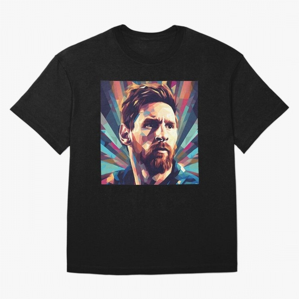 Lionel Messi Portrait Abstract Digital Art Football Player Classic T-Shirt Show Passion for the Stars of Global Football Passion for FIFA World Cup 2026 Group Stage, Featuring Neymar, Argentina, France and Brazil, Worldwide Fan Energy, Dramatic